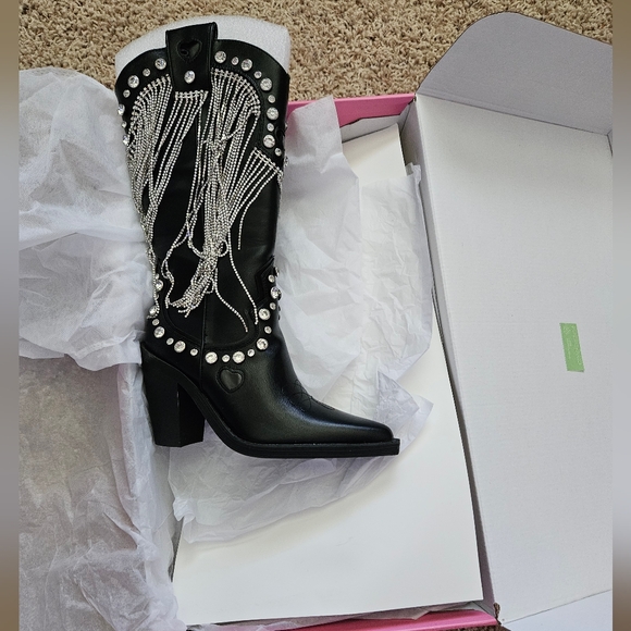 NWT Dolls Kill Sugar Thrillz Present Perfect Cowboy Boots- 7 - Picture 4 of 13